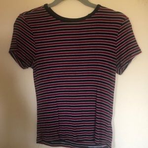 Burgundy and black striped shirt